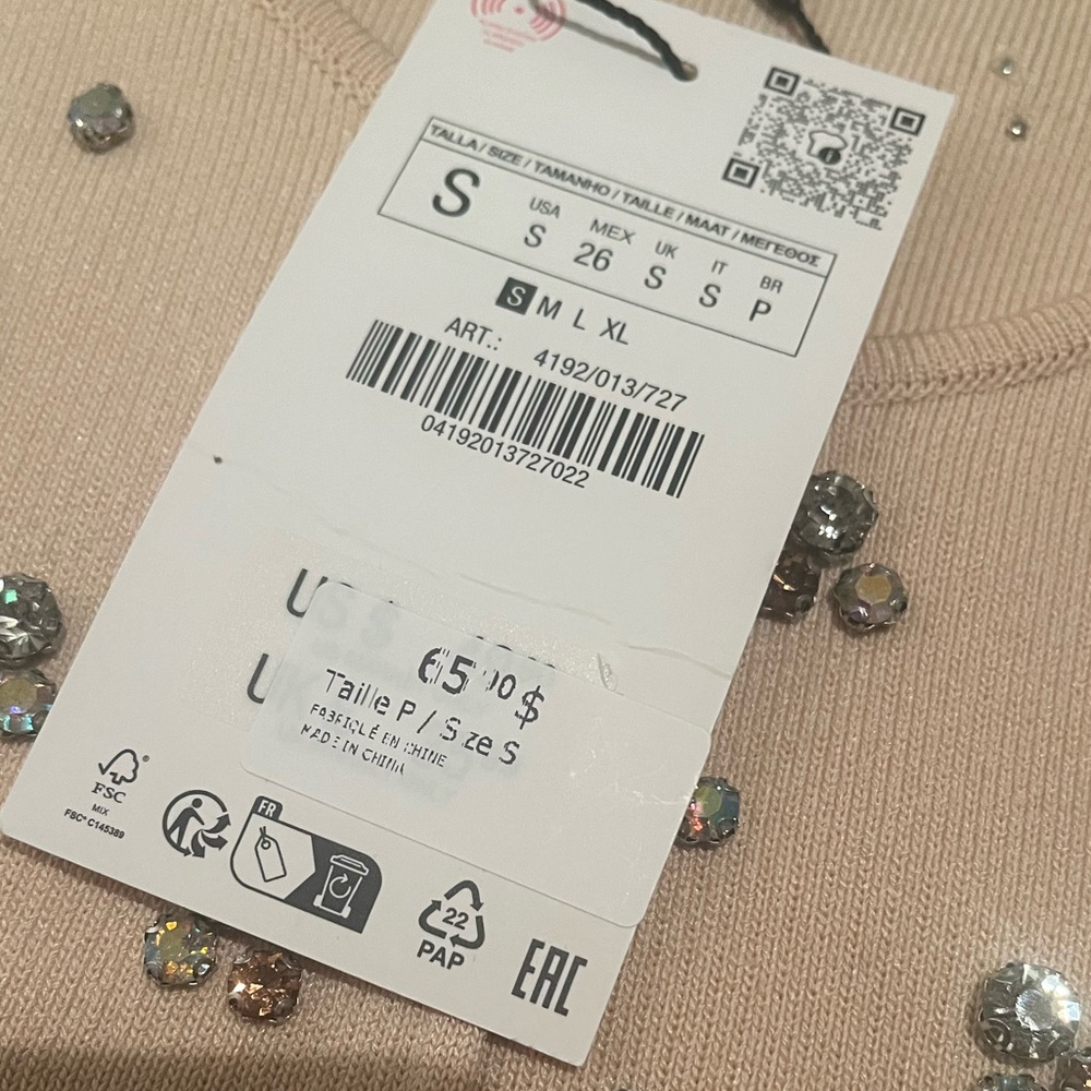 Zara Rhinestone Bolero Cardigan Size S - Picture 10 of 10